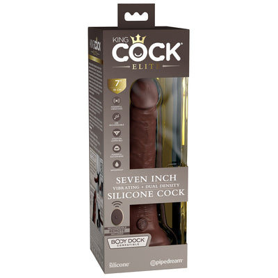 Pipedream King Cock Elite 7 inch Vibrating Silicone Dual Density Cock with Remote