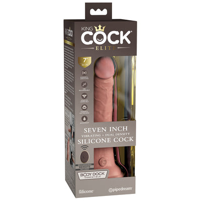 Pipedream King Cock Elite 7 inch Vibrating Silicone Dual Density Cock with Remote