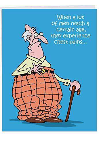 Chest Pains Birthday Card' Big Greeting Card - Old Man with Cane Funny