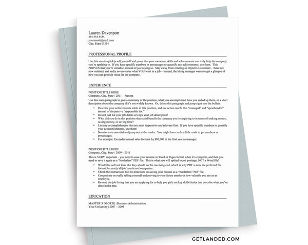 full width resume design