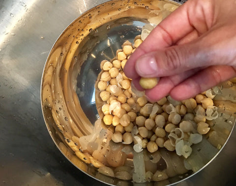 Wash and peel the chickpeas