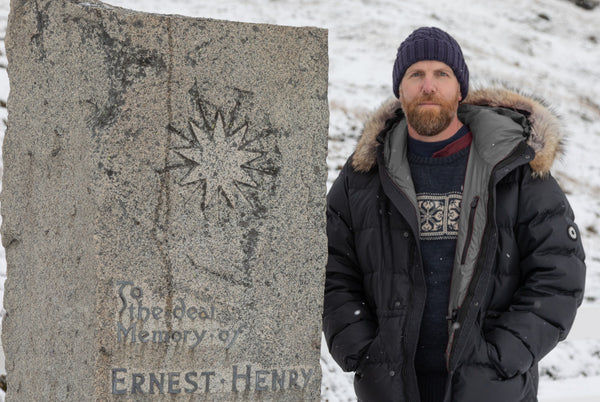 Marcus Brittain at Sir Ernest Shackleton's grave
