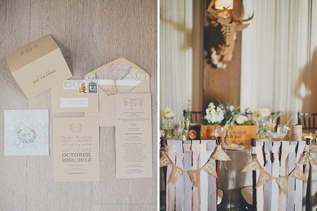 wedding invitations on kraft paper