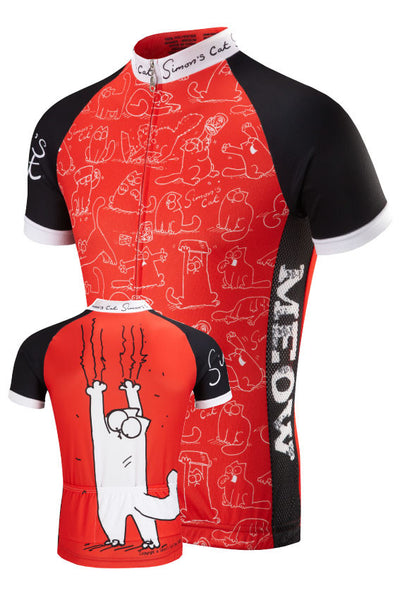Simon's Cat Cycling Jersey Short Sleeve Red 