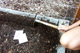 A person using a mattock to create a furrow for planting the seeds - Renee's Garden