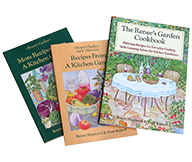 All three of Renee's Garden Cookbooks spread out flat.