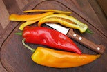 Zesty peppers on a cutting board