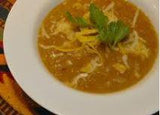 Mexican onion soup in a white bowl - Renee's Garden