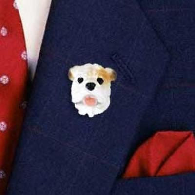 CLEARANCE Resin Pin BULLDOG WHITE Dog Head Hat Pin Tietac Pin Jewelry