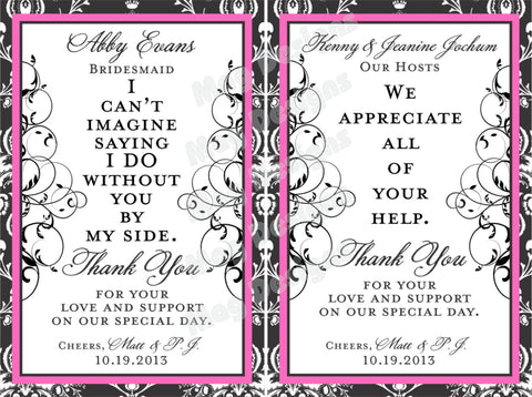 Wedding Thank you - Custom Wine Labels - Gift Labels - Custom Wine Bottles Labels - Thank You Label - Personalized Bridesmaid Wine Labels