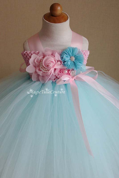 pink and blue baby dress