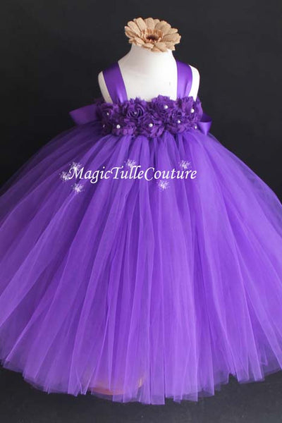 purple floral wedding dress