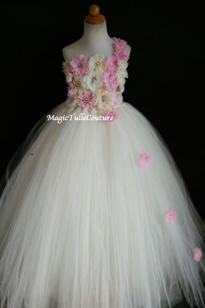 flower girl dress with big bow on back