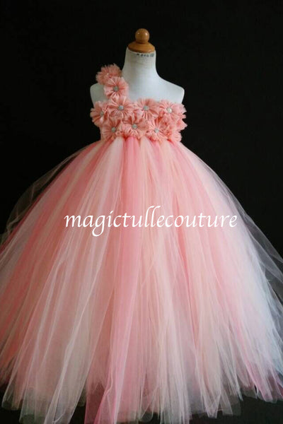 coral flower girl dresses