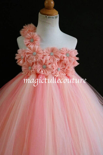 coral toddler flower girl dresses