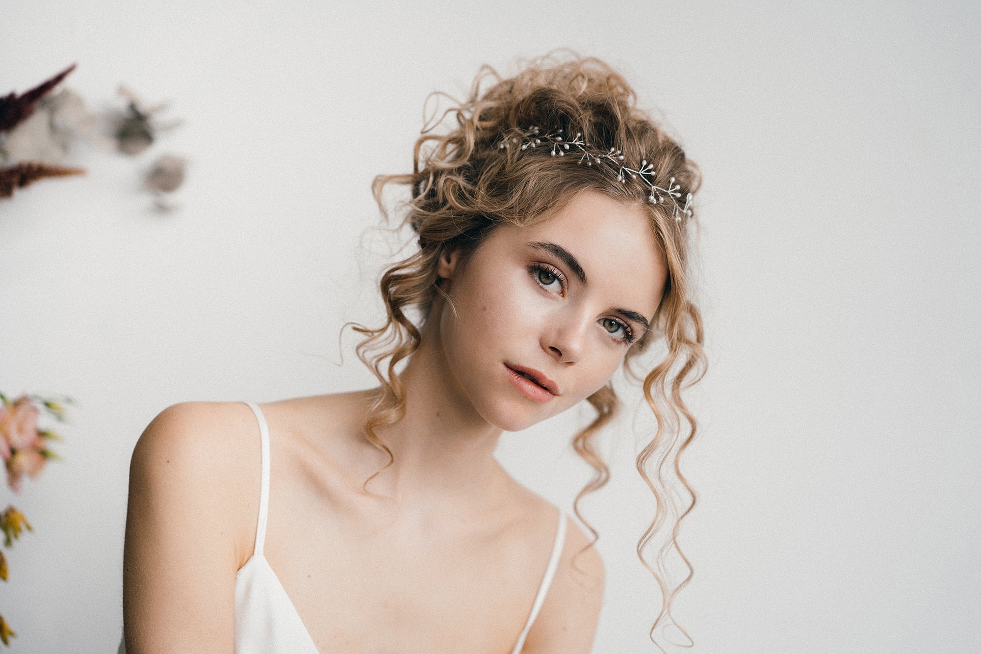 pearl bridal ribbon tie headband tiara