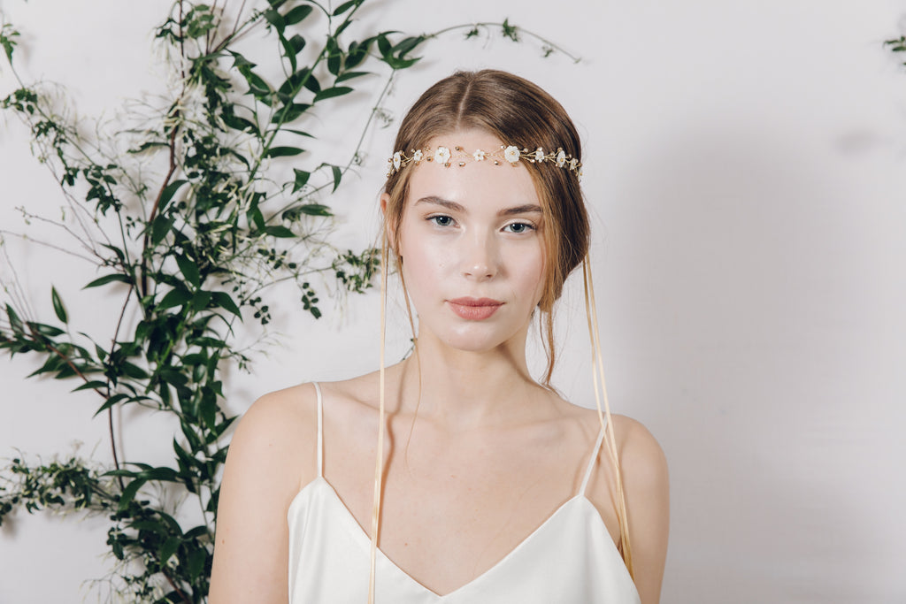 Gold wedding browband or forehead band