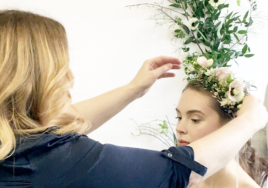 Debbie Carlisle styling a wedding hair accessory