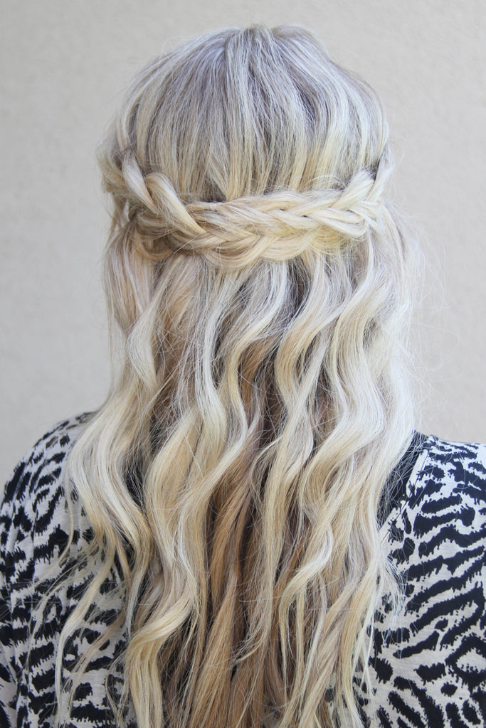 half up half down wedding hair with plait