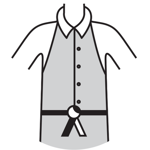 How to use your Button-Down Aprons - Tie the straps, fastening for a snug fit.