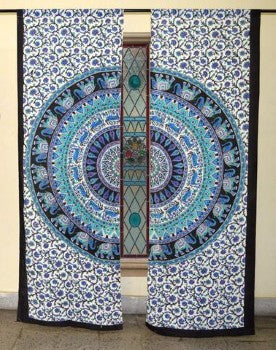 mandala tapestry 2 panel window curtains - jaipur handloom