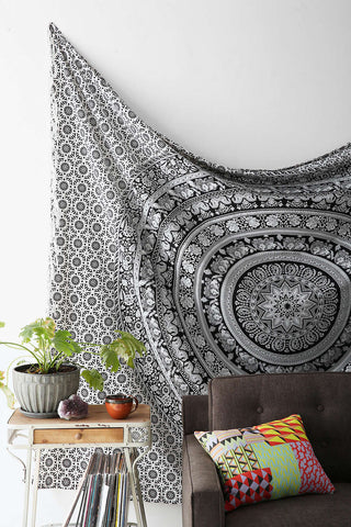 Black and White Wall Tapestry by Jaipur Handloom