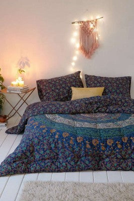 Bohemian Bedding and boho chic decor ideas - jaipur handloom - Royal Blue Medallion Bedding