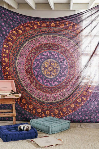 Purple Medallion Tapestry by Jaipur Handloom