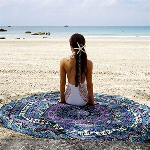 Round Beach-Throw-Towel-Yoga-Mat-Gypsy - jaipurhandloom.com