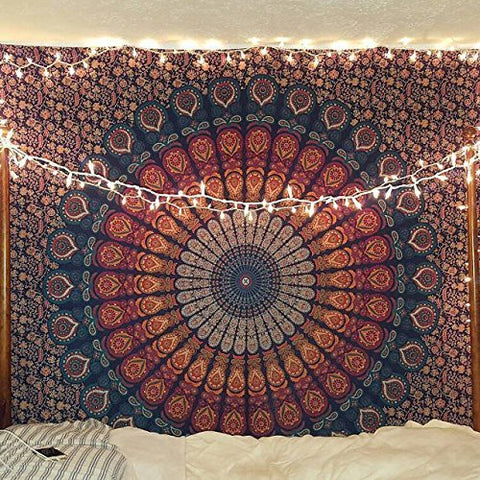 String Globes Trippy hippie wall tapestry by Jaipur Handloom