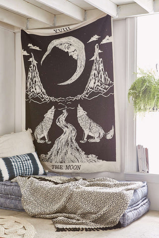 Wolf and Tarot Moon Wall hanging by Jaipur Handloom 