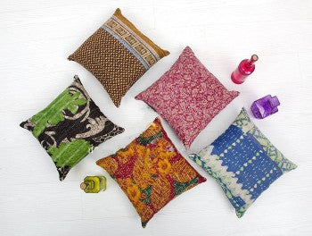 vintage kantha throw pillows