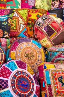 colorful Indian Poufs for Dorm rooms