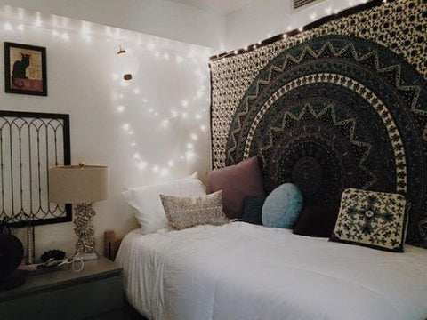 Blue Mandala Wall hanging - Mandala Tapestry - College Checklist, Dorm Room Ideas & Essentials