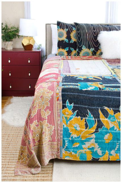 bohemian colorful vintage kantha quilts blankets throw at wholesale price at jaipurhandloom.com