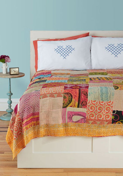 bohemian colorful vintage kantha quilts blankets throw at wholesale price at jaipurhandloom.com