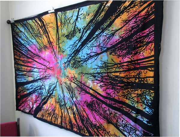 Lot of 5 PCS Tie Dye Locust Tree Of Life Forest Tapestry Wallhangin Wall Decor