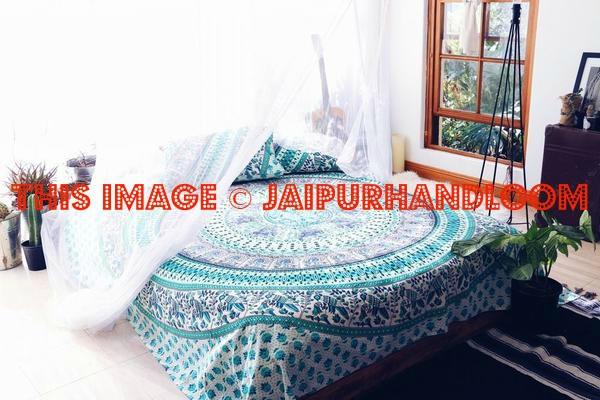 Indian Mandala Tapestry Hippie Wall Hanging Blue Bohemian Bedspread Dorm Decor 