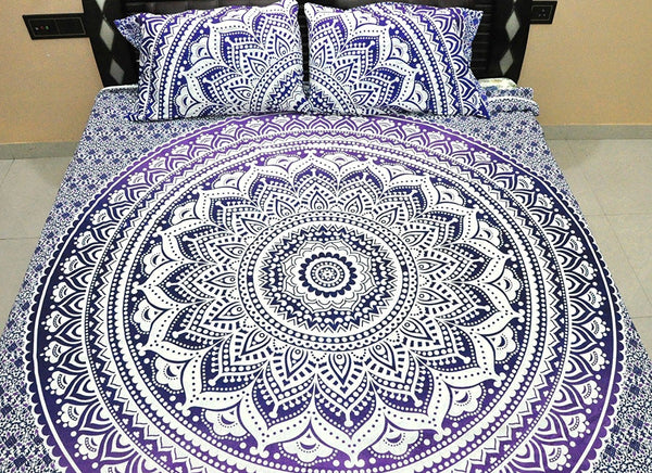 Purple Mandala Bedding Set With Pillow Cases Indian Queen Duvet Cover