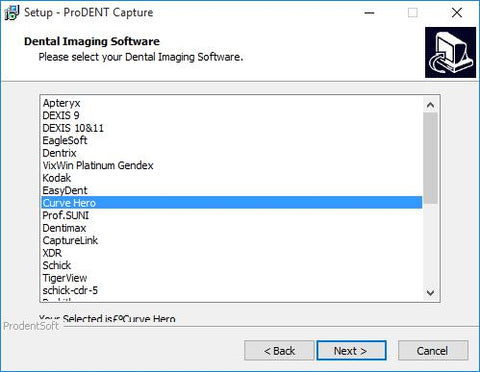 curvehero setting for prodent intraoral camera