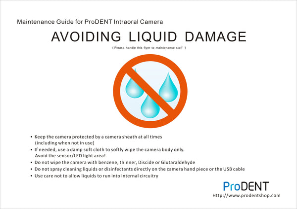 maintenance guide for ProDENT Intraroal Camera