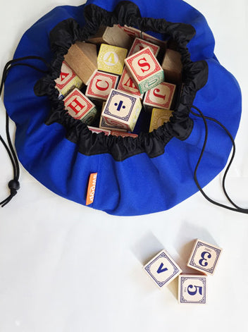 True Blue Mini Swoop Bag with Wooden Toy Blocks