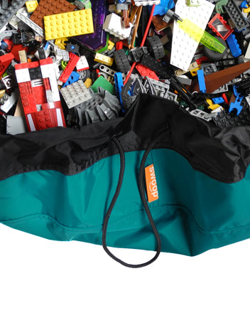 Totally Teal Super Swoop Bag with Lego pieces