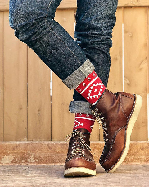 Red Aztec Society Socks