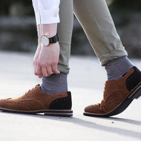 Striped Men's Society Socks with Palm Trees