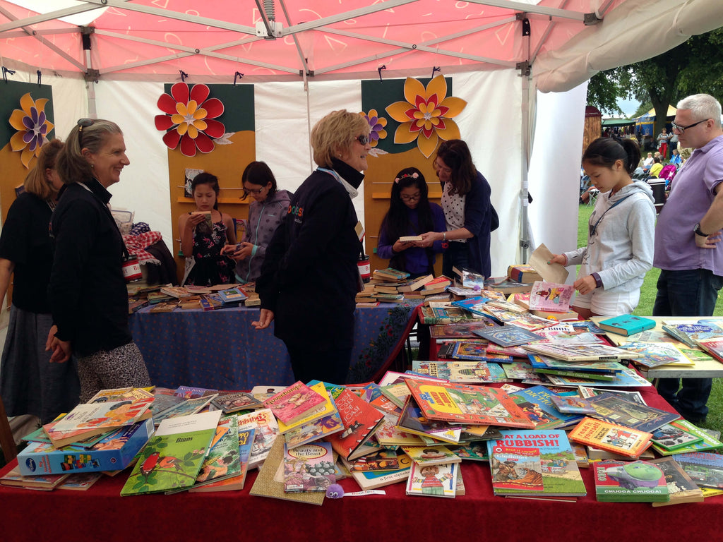 Heaps of children's books to swap or buy on the Bookfest tables.