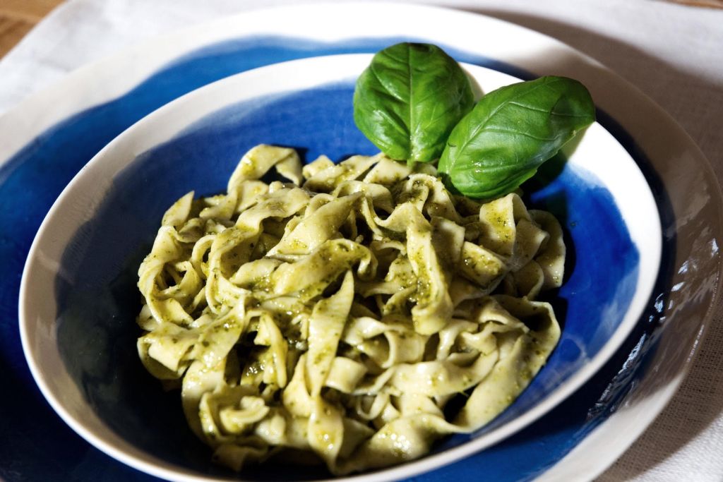 Fresh Pasta with La Macina Ligure Organi Basil Pesto - the Red Beetle