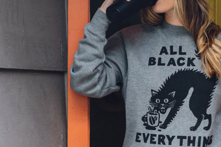 Black Cats and Black Coffee Sweatshirt by Pyknic