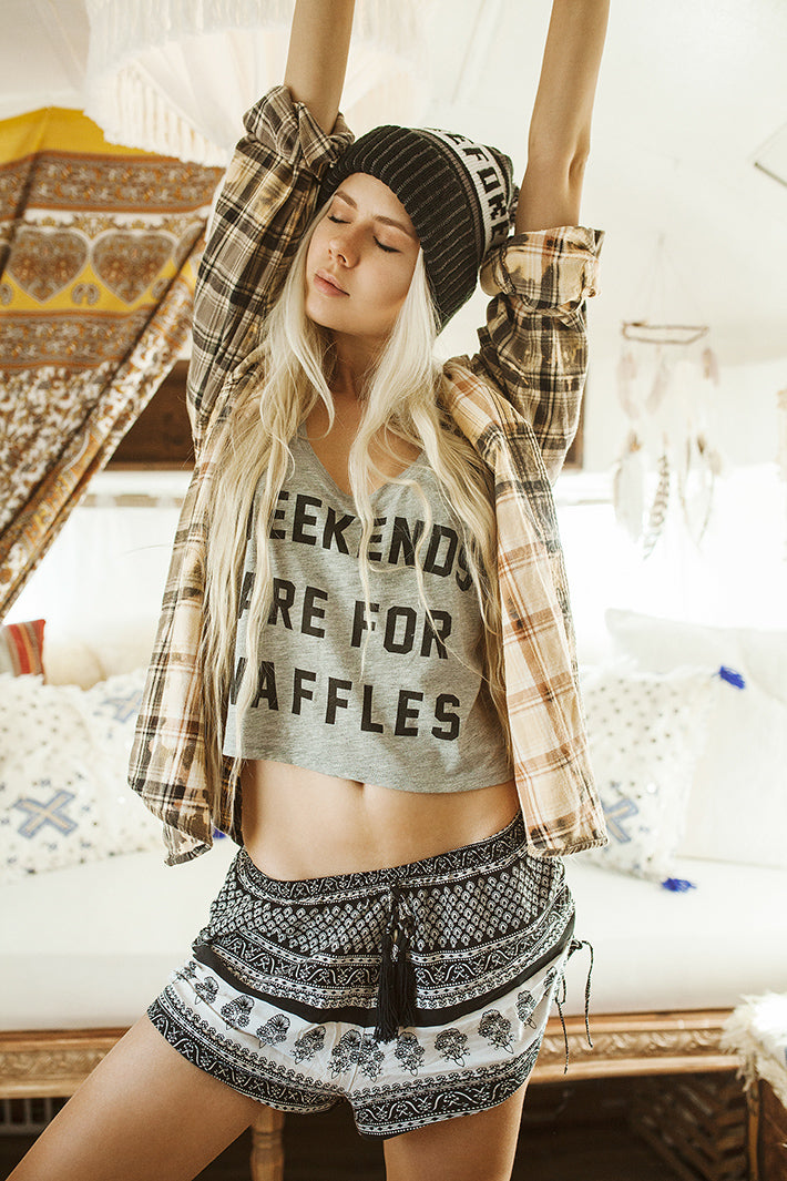 Sarah Loven Ready Gypset Go Weekends are for Waffles Tank by Pyknic