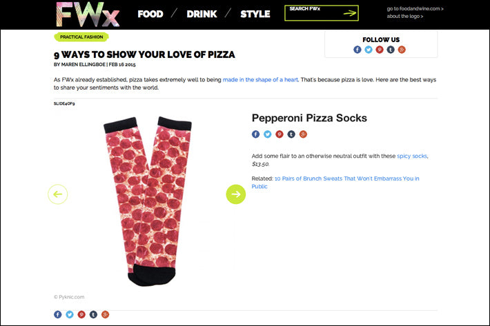Pizza Socks Food and Wine Magazine FwX Pyknic